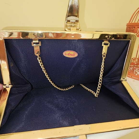 Vintage Navy Leather Clutch - Picture 2 of 5